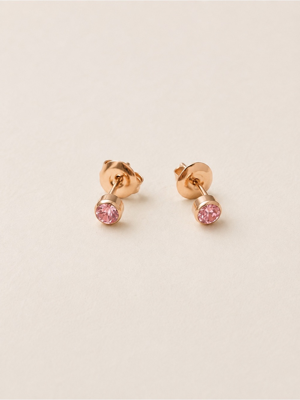 Rose Gold Pink Crystal Stud Earrings - Women Jewelry Hypoallergenic Gold Plated